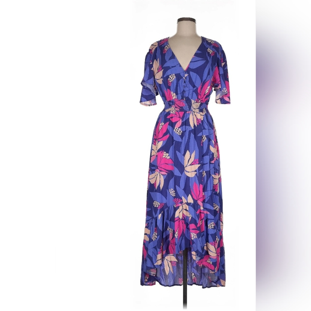 Floral Blue and Pink Maxi Dress